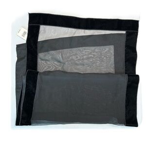 Vintage Hillard & Hanson Black Sheer Velvet-Trim Scarf